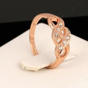 18K Rose Gold Plated Ring with Crystals